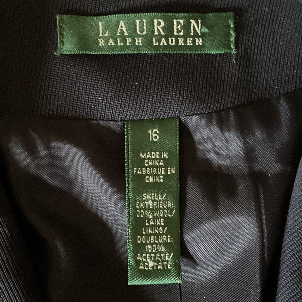 NWOT POLO RALPH LAUREN 100% WOOL DARK Blue CREST WOMAN BLAZER NEW SIZE US 16 - Picture 13 of 13